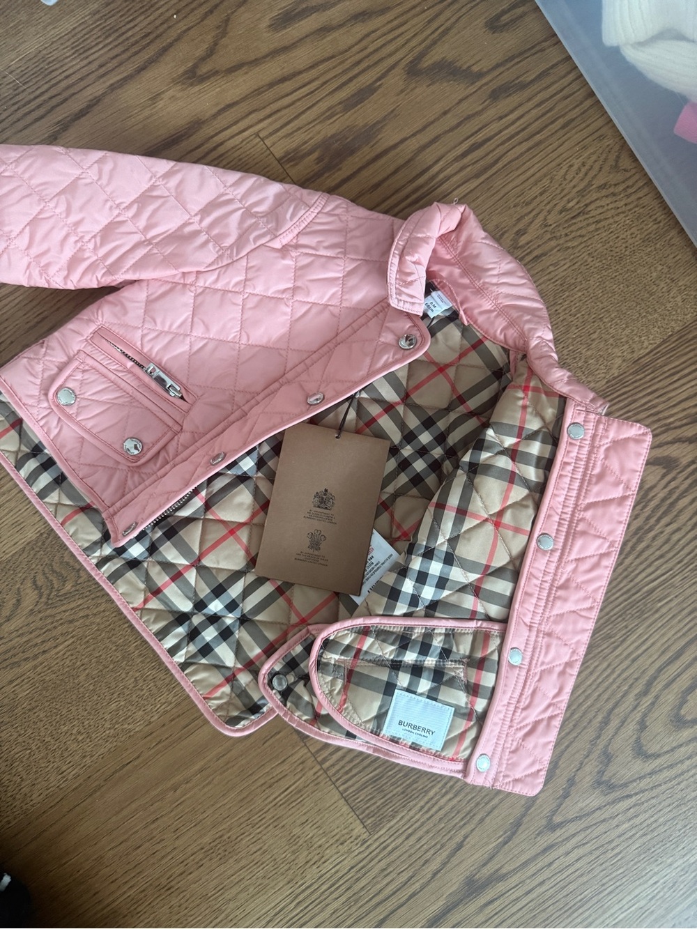 Burberry Pink Quilted Jacket with Nova Check Lining